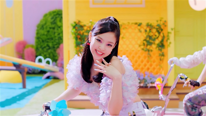Jennie from BLACKPINK in Colorful Outdoor Scene 4K