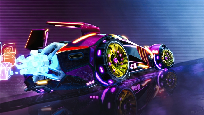 Rocket League Neon Car Digital Art 4K