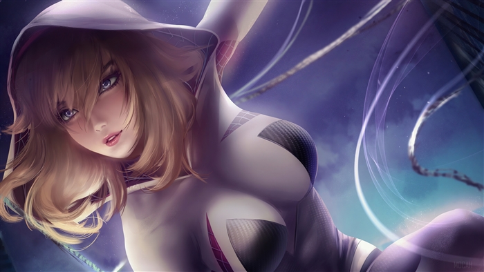Spider Gwen Dramatic Close-Up 4K Art
