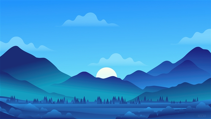 Minimalist Mountain Landscape Digital Art 4K