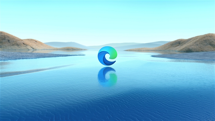 Microsoft Edge Logo Over Reflective Water 4K