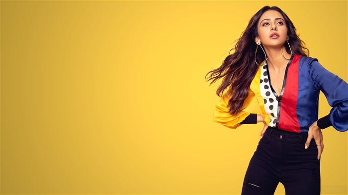 Rakul Preet Singh in colorful shirt and black jeans