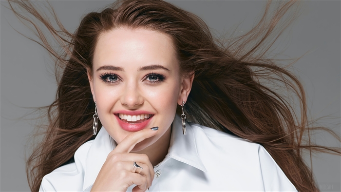 Katherine Langford Smiling with Flowing Hair 4K