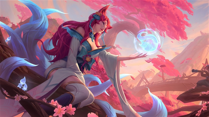 Ahri, Spirit Blossom, League of Legends, LoL, Video Game 4k, HD