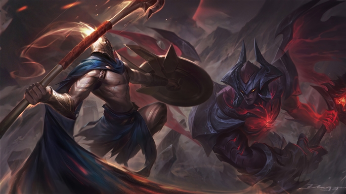 Epic Clash Between Pantheon and Aatrox from League of Legends 4K