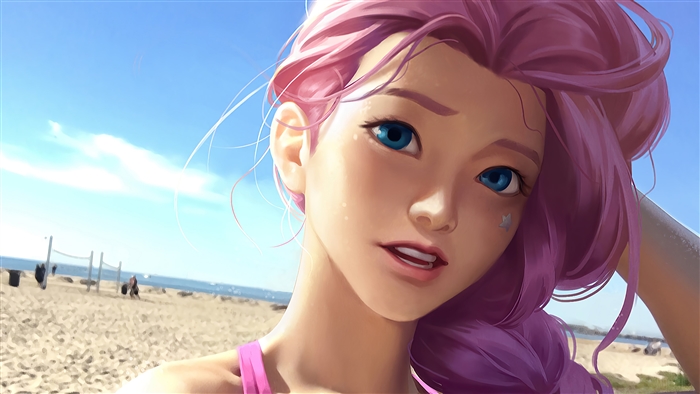 Seraphine from League of Legends at the beach 4K