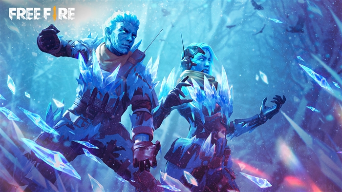 Free Fire characters with ice armor and crystals