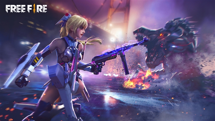 Free Fire 4K: Girl fights monster with futuristic gun