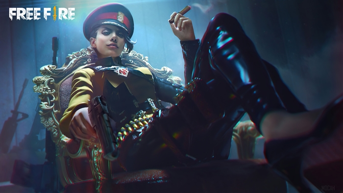 Paloma from Garena Free Fire in Dark Military Attire 4K