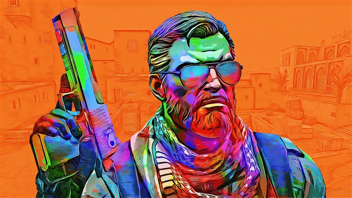 Colorful CSGO Terrorist with Pistol in 4K
