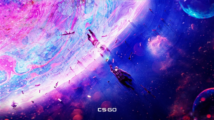 CS: GO Space Scene with Falling Objects