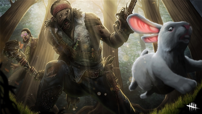 The Hillbilly from Dead by Daylight with a bunny