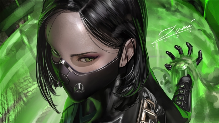 Viper from Valorant in Green Toxic Aura 4K