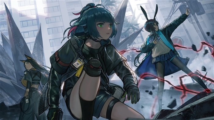 Arknights Characters Jessica and Amiya in Battle 4K