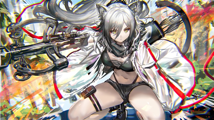 Schwarz from Arknights with a Crossbow 4K