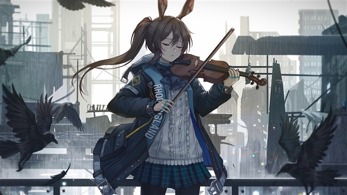 Amiya Playing Violin in Arknights 4K