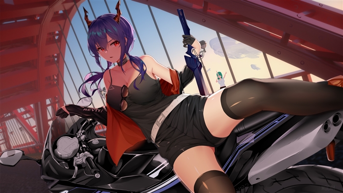 Chen from Arknights on Motorcycle 4K
