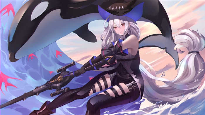 Skadi from Arknights with an Orca