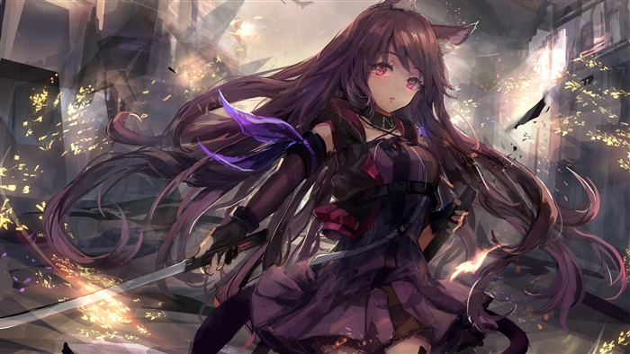 Melantha from Arknights in a Dramatic Battle Scene 4K