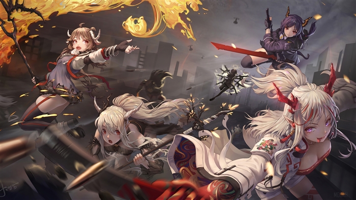 Arknights Characters Nian, Chen, Eyjafjalla in Intense Battle 4K
