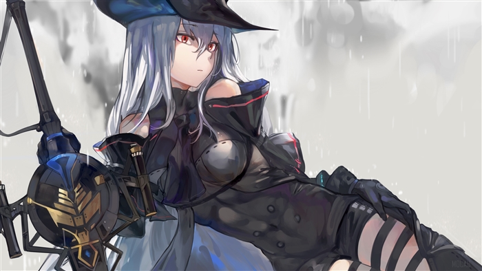 Skadi from Arknights holding a weapon