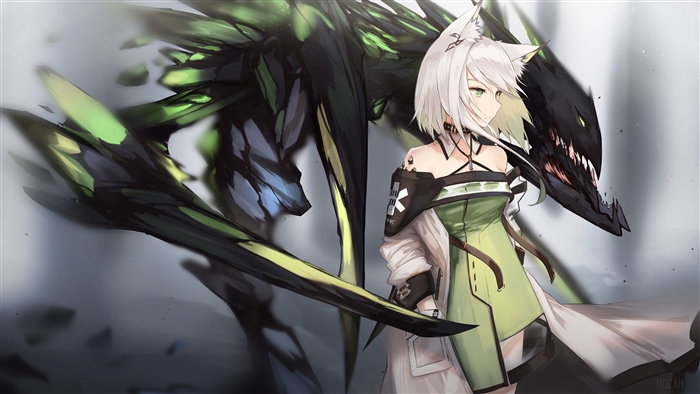 Kaltsit from Arknights with a creature
