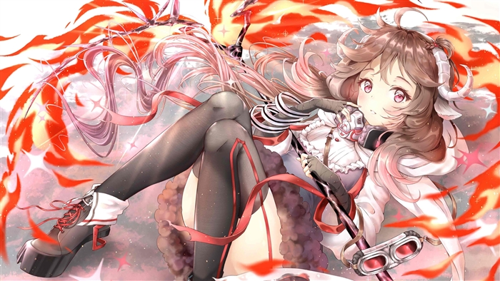 Eyjafjalla from Arknights with Fiery Aura 4K