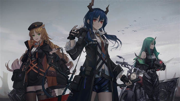 Arknights Characters Chen, Swire, and Hoshiguma 4K