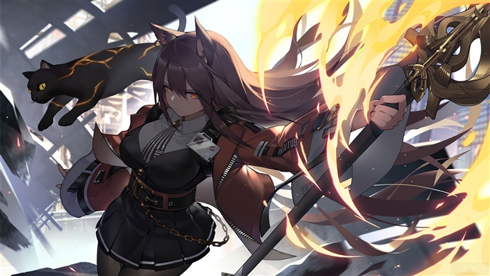 Skyfire from Arknights Anime Girl 4K