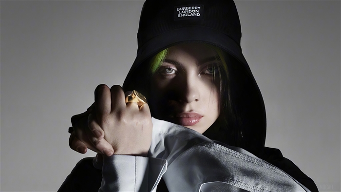 Billie Eilish Iconic Pose in Black Hoodie 4K
