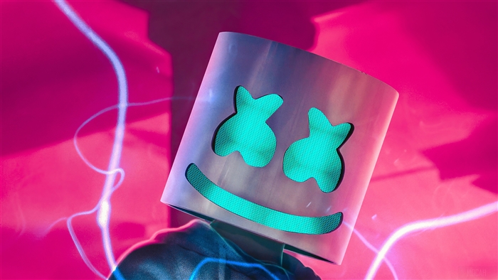 Marshmello DJ with Neon Mask in 4K