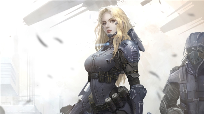 Futuristic Female Soldier in Sci-Fi Armor 4K
