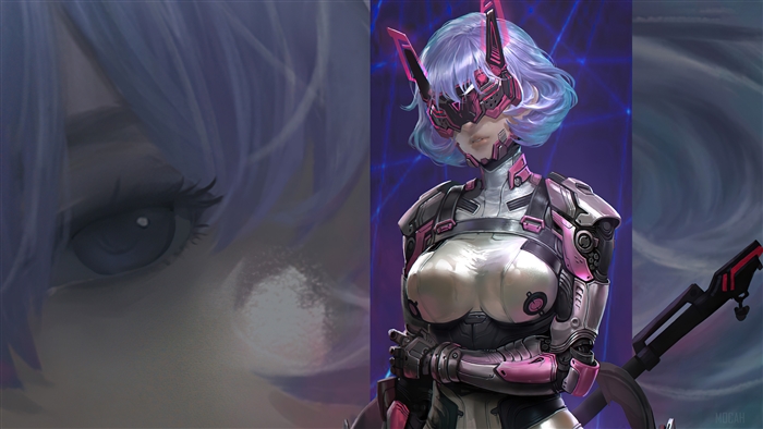 Cyberpunk Female Warrior in Futuristic Armor 4K