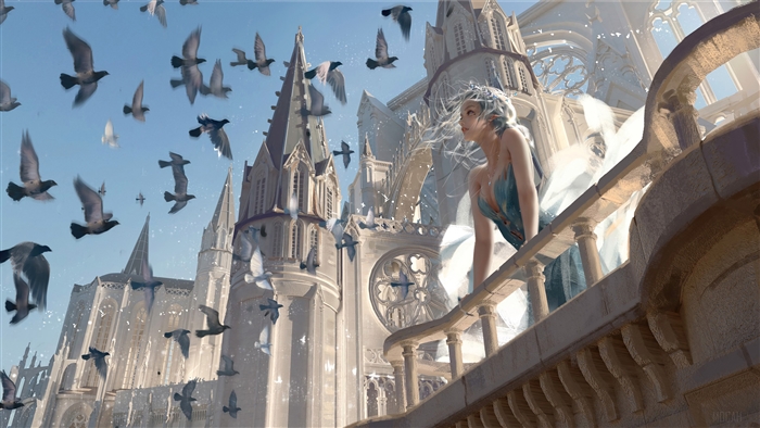 Ghostblade Fantasy Girl at Castle Balcony 4K