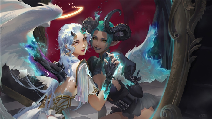 Angel and Demon Girls in Fantasy 4K