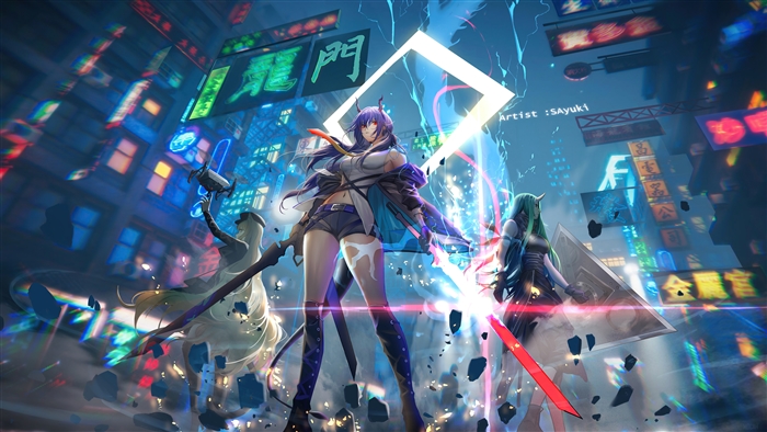 Arknights Characters Chen, Hoshiguma, and Swire 4K
