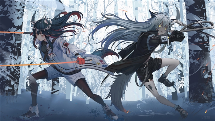 Texas and Lappland in Arknights 4K Artwork