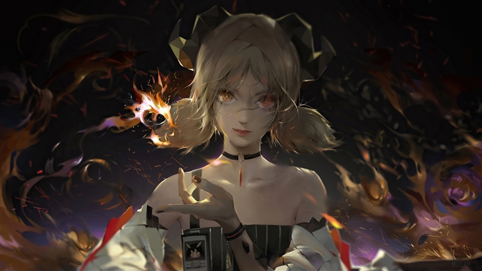 Ifrit from Arknights Anime Girl 4K