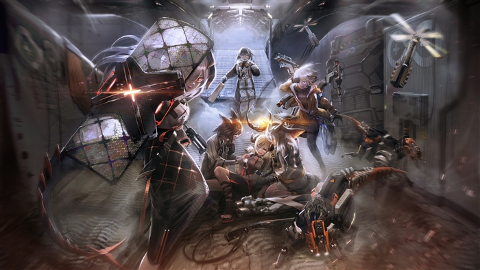 Arknights characters in a futuristic setting