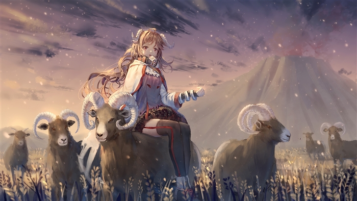 Eyjafjalla from Arknights with Rams in 4K