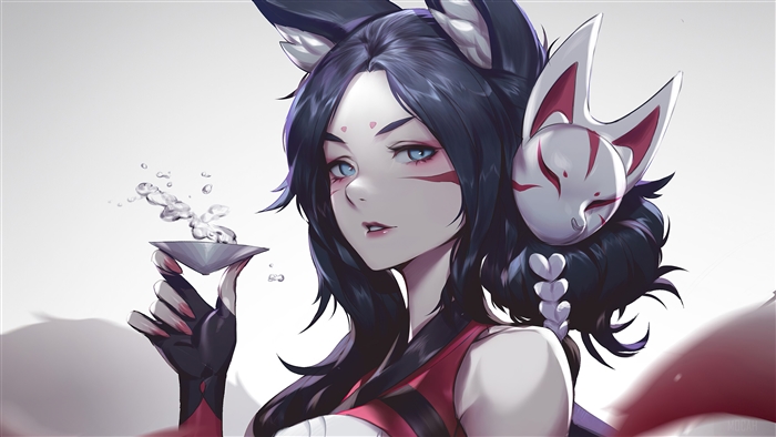 Ahri from League of Legends with a mask