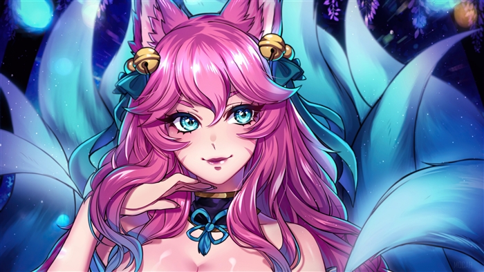 Ahri from League of Legends Spirit Blossom Art 4K