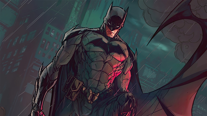 Batman from DC Comics in the rain
