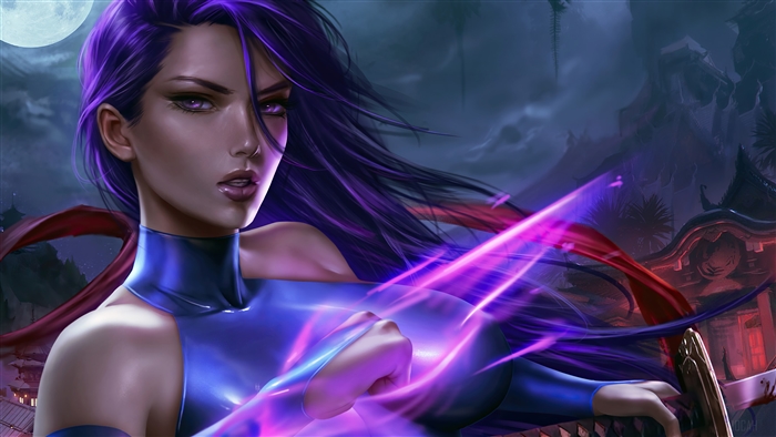 Psylocke Marvel Comics Superhero in Action 4K