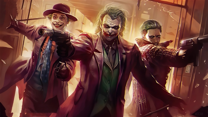 Three Jokers with guns