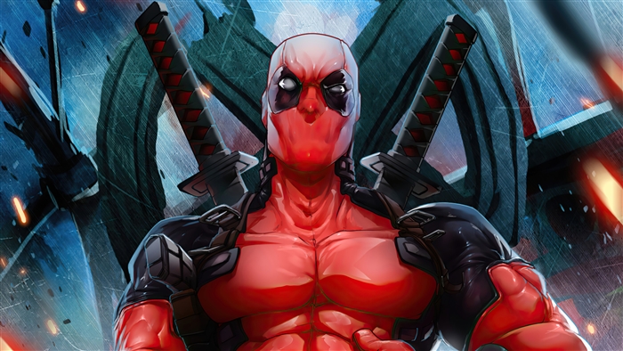 Deadpool Bold Pose with Swords 4K
