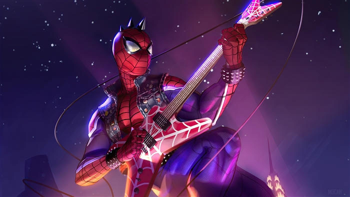 Spider Punk Playing Guitar 4K Artwork