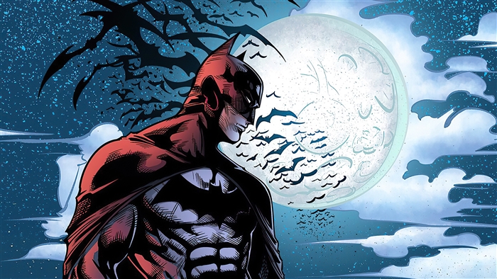 Batman from DC Comics in front of the moon