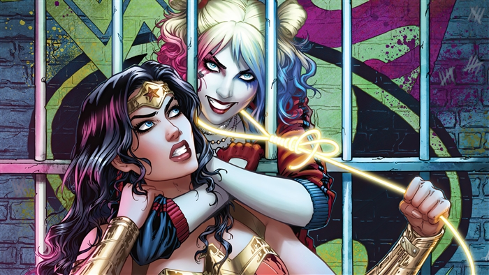 Wonder Woman and Harley Quinn in Intense Confrontation 4K