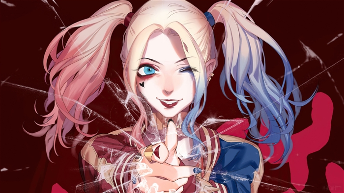 Harley Quinn Pointing with Broken Glass Effect 4K